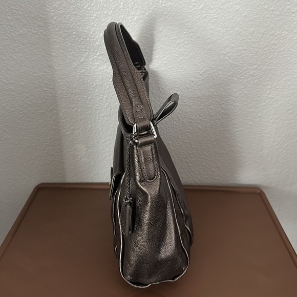 COLE HAAN  silver gray leather shoulder bag purse - Picture 9 of 12